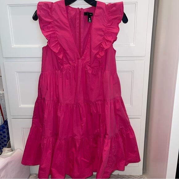 AQUA Ruffled Mini Dress Hot Pink Small - Picture 2 of 9